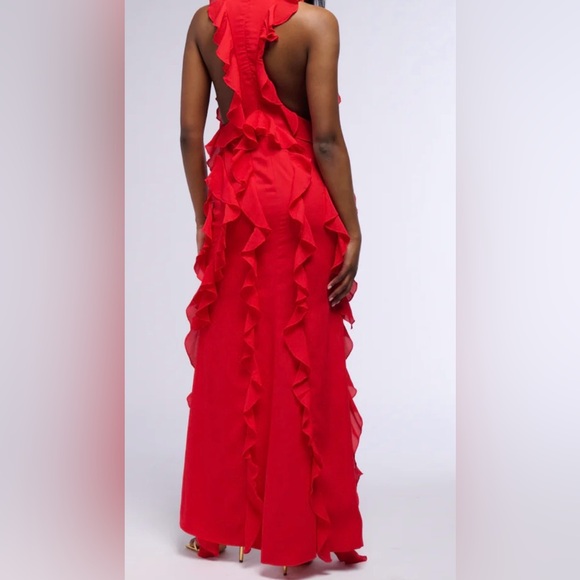 AKIRA Elegant Red Ruffle hi lo Dress size L - Picture 4 of 8